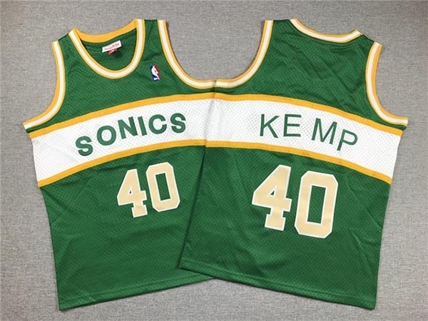 Youth Seattle SuperSonics #40 Shawn Kemp 1994-95 Green Hardwood Classics Jersey