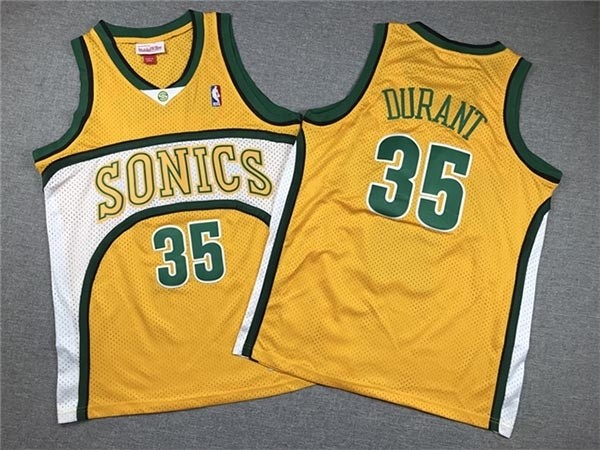 Youth Seattle SuperSonics #35 Kevin Durant 2007-08 Gold Hardwood Classics Jersey