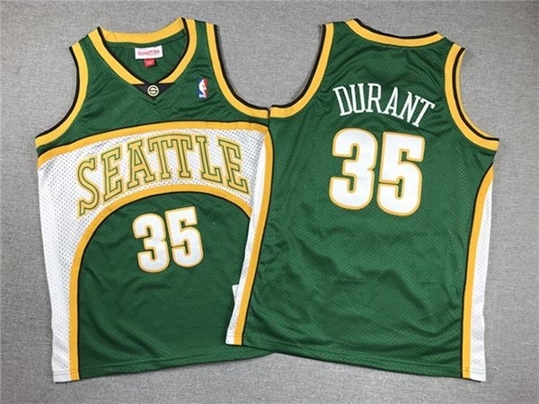 Youth Seattle SuperSonics #35 Kevin Durant 2007-08 Green Hardwood Classics Jersey