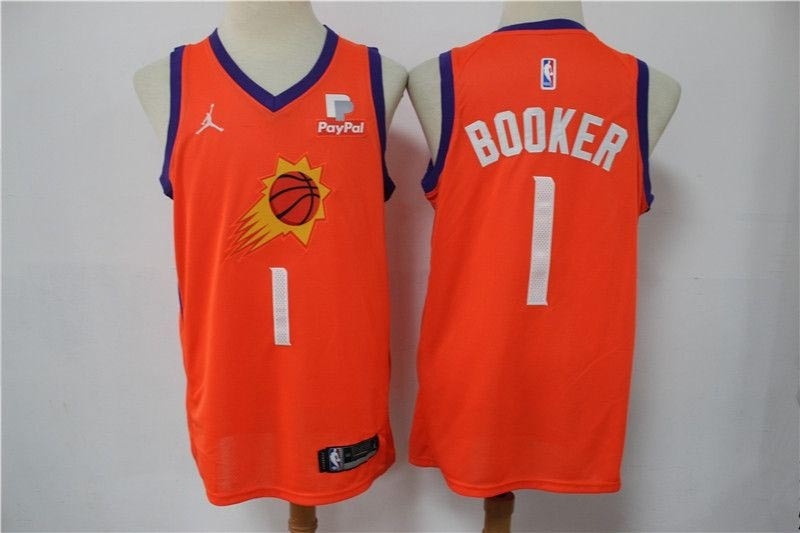 Men's Phoenix Suns #1 Booker Orange Game 2021 NBA Jersey