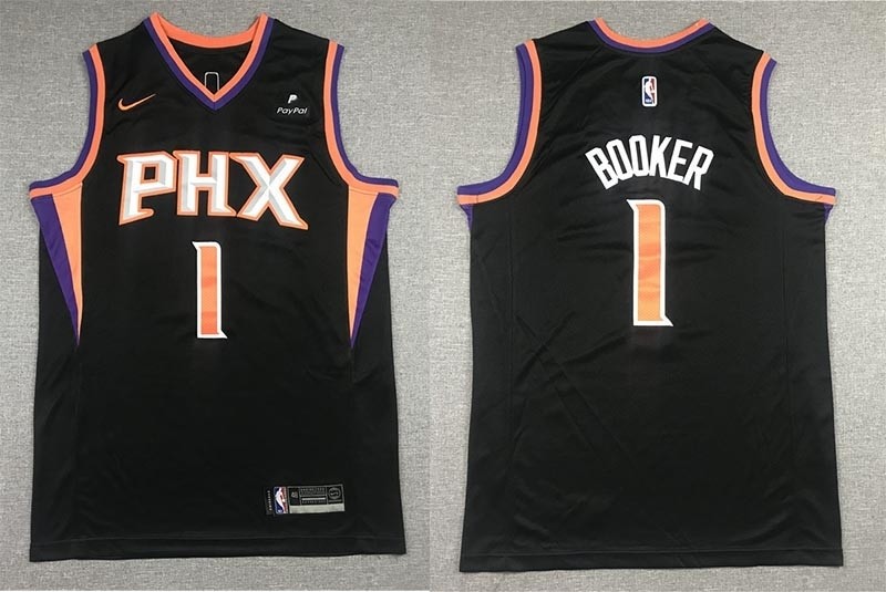 Men's Phoenix Suns #1 Devin Booker NEW Black 2021 Nike Swingman Stitched NBA Jersey