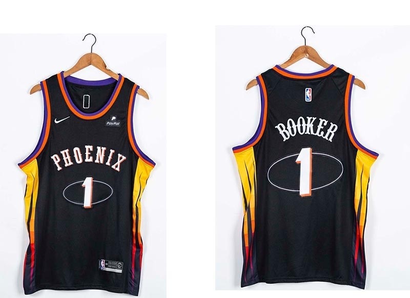 NBA Phoenix Suns #1 Devin Booker Black 75th Anniversary Swingman Jersey