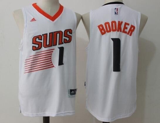 Men's Phoenix Suns #1 Devin Booker White Stitched Basketball Aidas Jersey