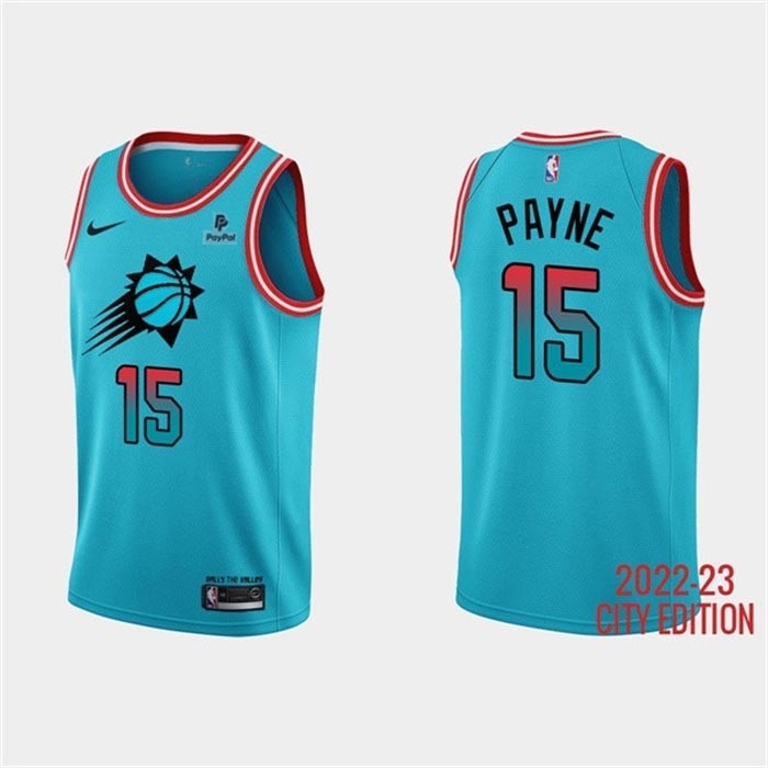 Men's Phoenix Suns #15 Cameron Payne Blue 2022-23 City Edition With Black Payple Patch Stitched Basketball Jersey