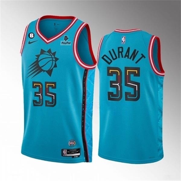 Men's Phoenix Suns #35 Kevin Durant Blue 2022-23 City Edition With NO.6 Patch Stitched Basketball Jersey