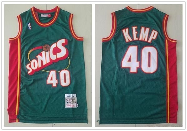 NBA Seattle SuperSonics #40 Shawn Kemp Green 1995-96 Hardwood Classics Jersey