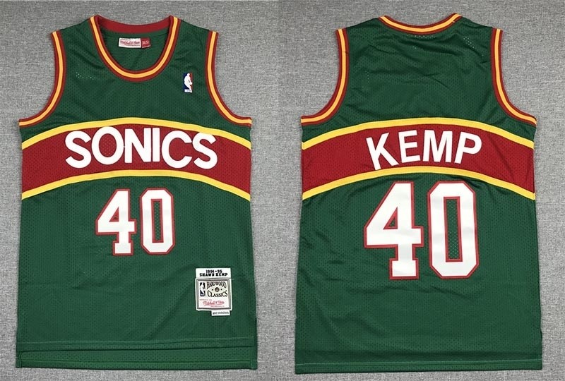 NBA Throwback Seattle SuperSonics #40 Shawn Kemp Green 1994-95 Hardwood Classics Jersey