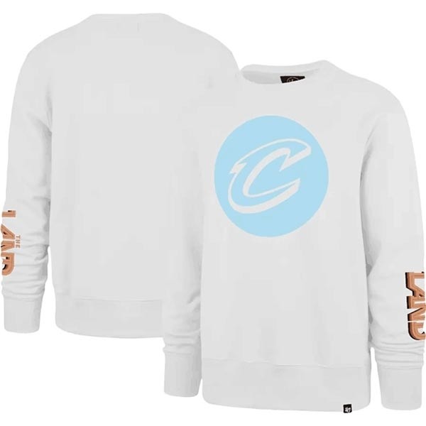 Men's Cleveland Cavaliers '47 White 2022-23 City Edition Two-Peat Headline Pullover Sweatshirt