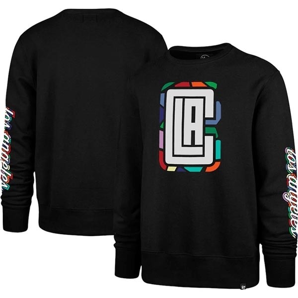 Men's Los Angeles Clippers '47 Black 2022-23 City Edition Two-Peat Headline Pullover Sweatshirt