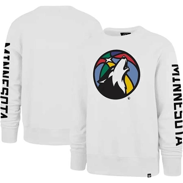 Men's Minnesota Timberwolves '47 White 2022-23 City Edition Two-Peat Headline Pullover Sweatshirt