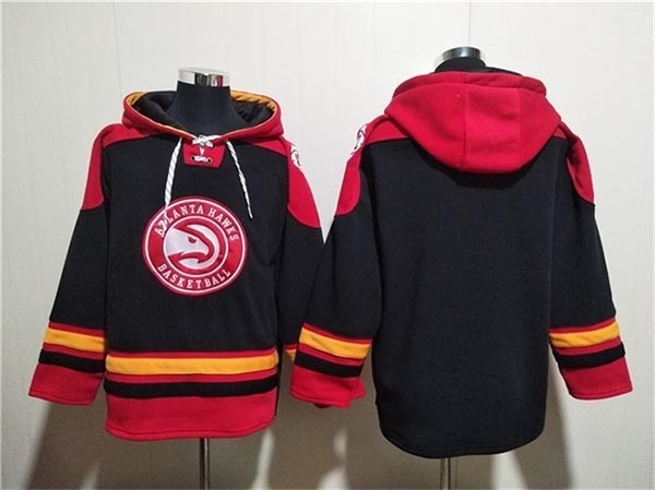 Men's Atlanta Hawks Blank Black Red Lace-Up Pullover Hoodie