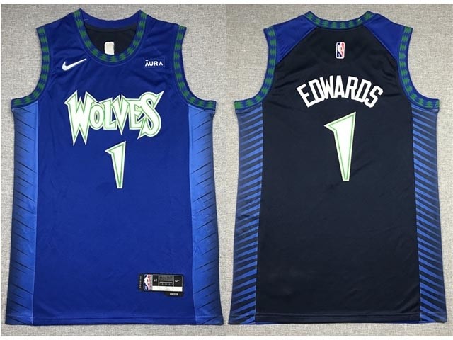 Minnesota Timberwolves #1 Anthony Edwards 2021-22 Blue City Edition Swingman Jersey