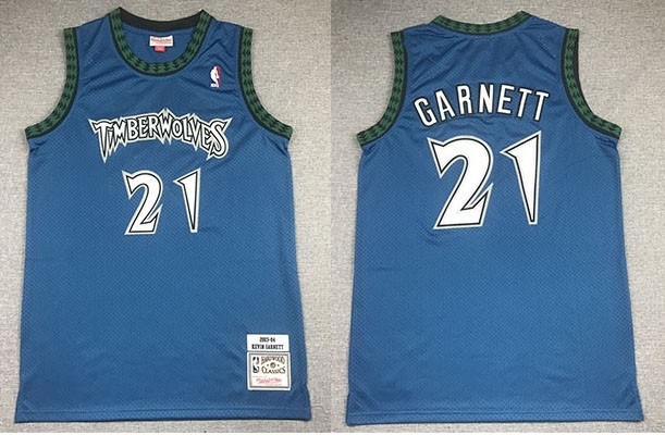 NBA Minnesota Timberwolves 21 Kevin Garnett Blue 2003-04 Hardwood Classics Jersey