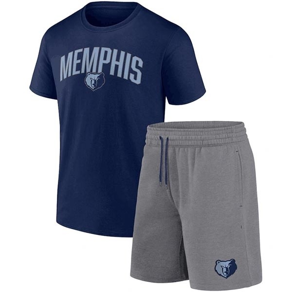 Men's Memphis Grizzlies Navy Heather Gray Arch T-Shirt & Shorts Combo Set