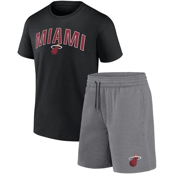 Men's Miami Heat Black Heather Gray Arch T-Shirt & Shorts Combo Set