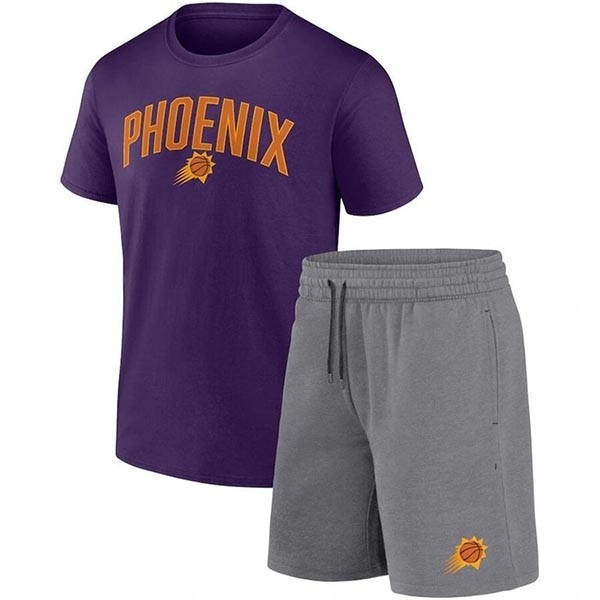 Men's Phoenix Suns Purple Heather Gray Arch T-Shirt & Shorts Combo Set