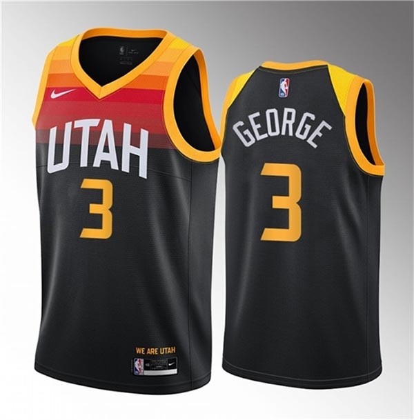 Men's Utah Jazz #3 Keyonte George Black 2023 Draft City Edition Stitched Basketball Jersey