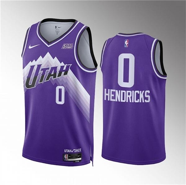 Men's Utah Jazz #0 Taylor Hendricks Purple 2023-24 City Edition Stitched Basketball Jersey