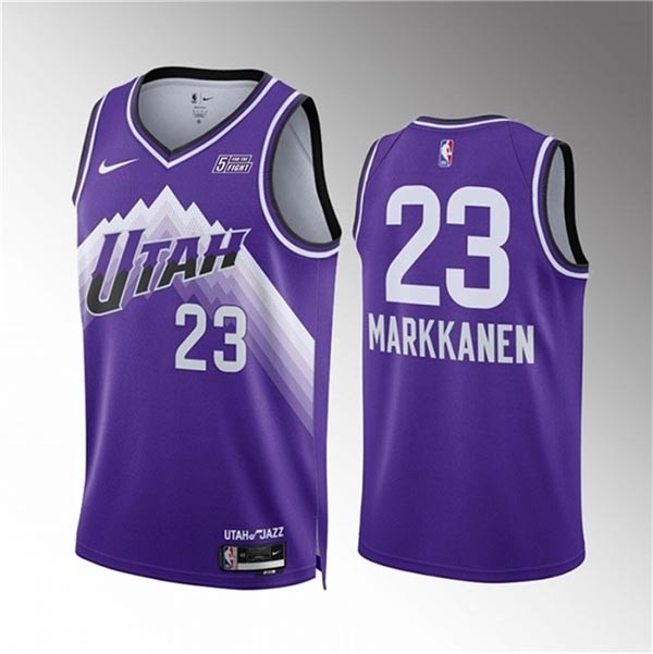 Men's Utah Jazz #23 Lauri Elias Markkanen Purple 2023-24 City Edition Stitched Basketball Jersey