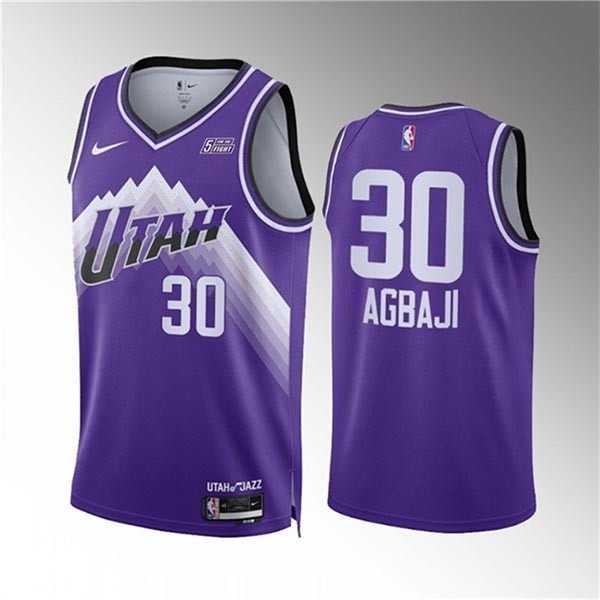 Men's Utah Jazz #30 Ochai Agbaji Purple 2023-24 City Edition Stitched Basketball Jersey