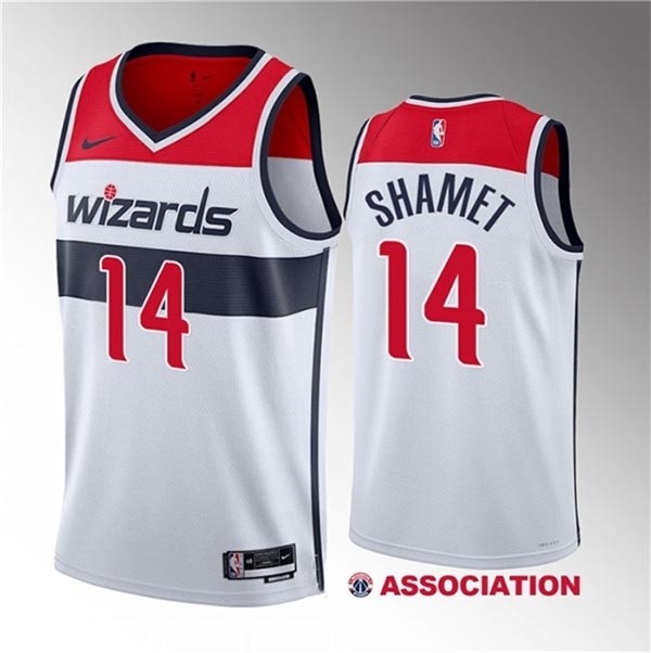 Men's Washington Wizards #14 Landry Shamet White Association Edition Stitched Jersey