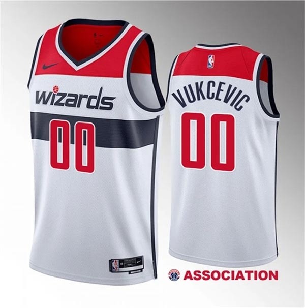 Men's Washington Wizards #00 Tristan Vukcevic White 2023 Draft Association Edition Stitched Jersey