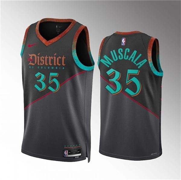 Men's Washington Wizards #35 Mike Muscala Black 2023-24 City Edition Stitched Basketball Jersey