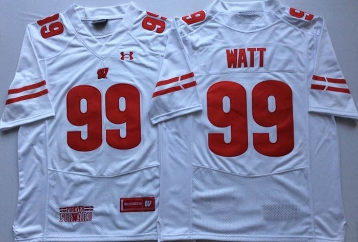 Wisconsin Badgers White #99 WATT