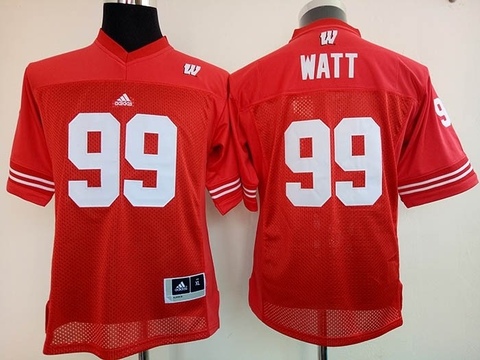 Womens Wisconsin Badgers Red #99 Watt jersey