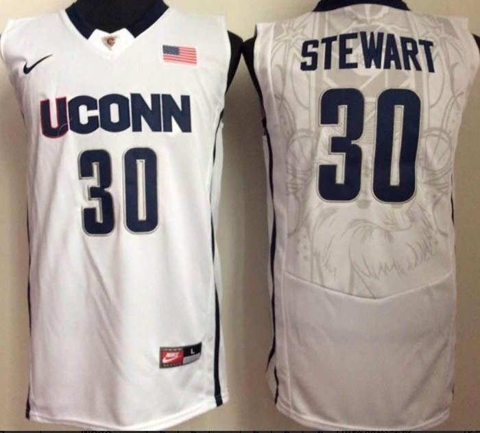 Uconn Huskies White #30 Stewart jersey