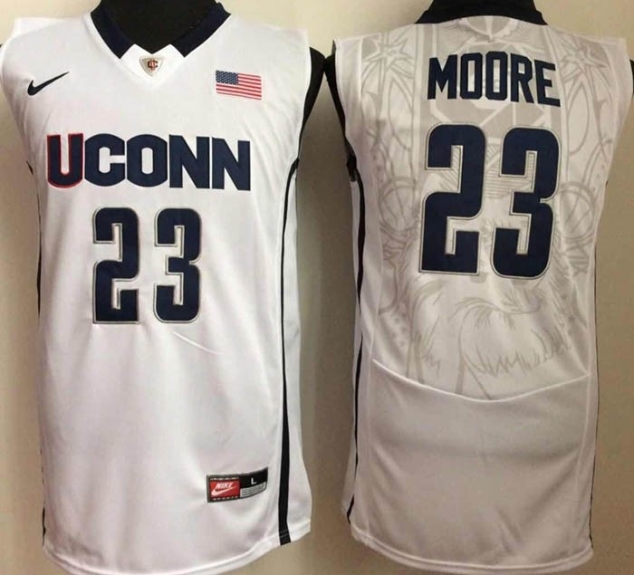 Uconn Huskies White #23 Moore jersey