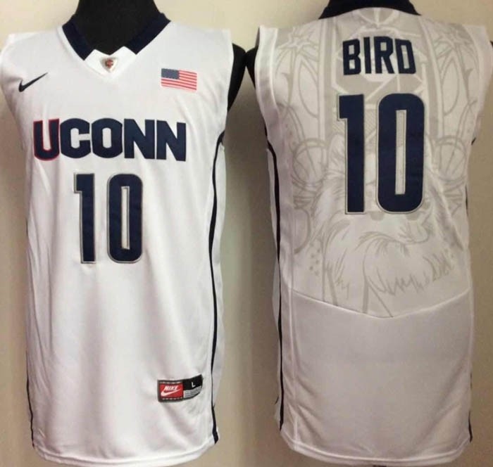 Uconn Huskies White #10 Bird jersey