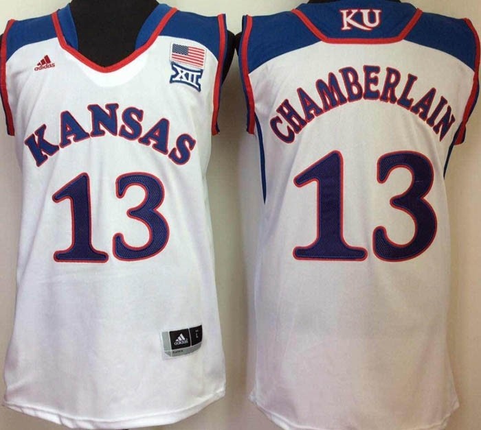 Kansas Jayhawks White #13 Chamberlain jersey