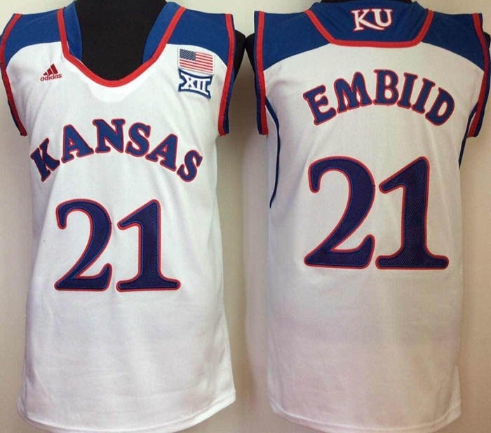 Kansas Jayhawks white #21 Embiid jersey