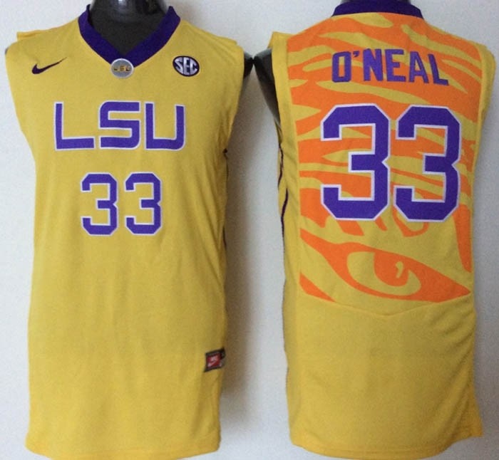 LSU Tigers Yellow #33 O'Neal jersey