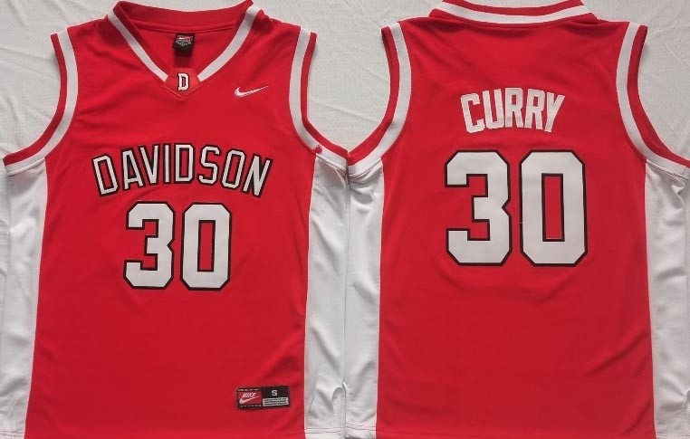 NCAAB Davidson Wildcats #30 Stephen Curry Red Jersey