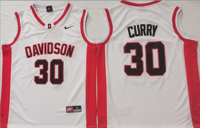 NCAAB Davidson Wildcats #30 Stephen Curry White Jersey