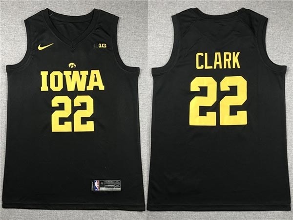 NCAAB Iowa Hawkeyes #22 Caitlin Clark Black College Basketball Jersey