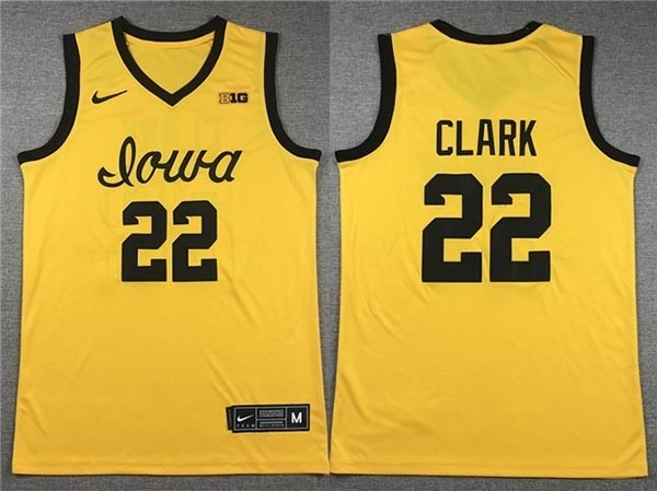 NCAAB Iowa Hawkeyes #22 Caitlin Clark Gold College Basketball Jersey