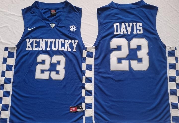 NCAAB Kentucky Wildcats #23 DAVIS Blue New Jersey