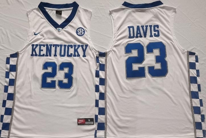 NCAAB Kentucky Wildcats #23 DAVIS White New Jersey