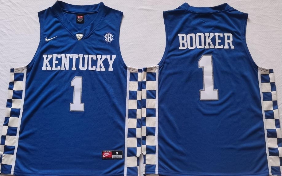 NCAAB Kentucky Wildcats #1 BOOKER Blue New Jersey