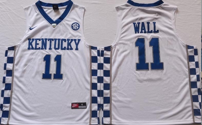 NCAAB Kentucky Wildcats #11 WALL White New Jersey