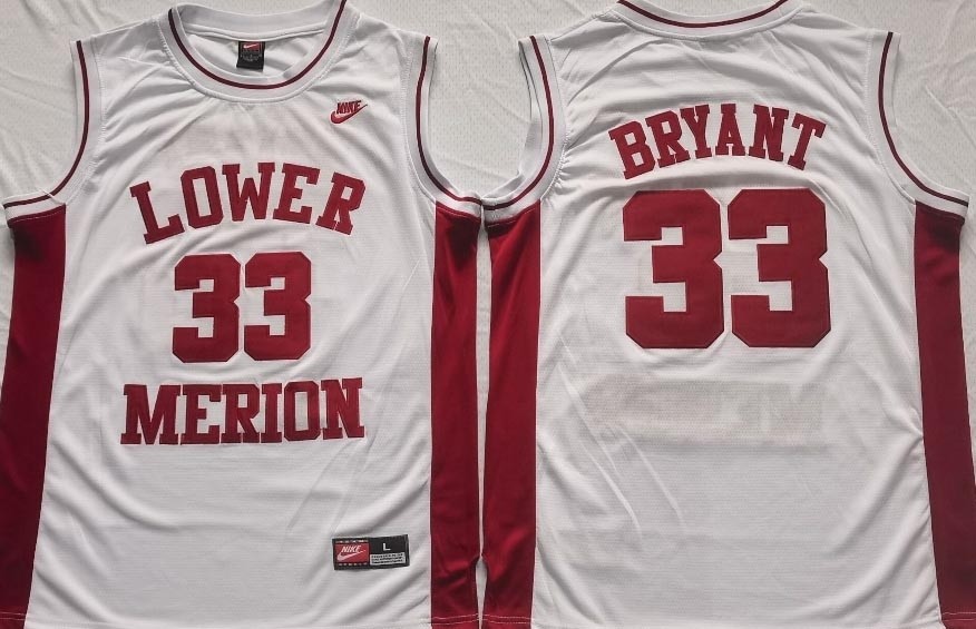 NCAAB Lower Merion School #33 Kobe Bryant White New jersey