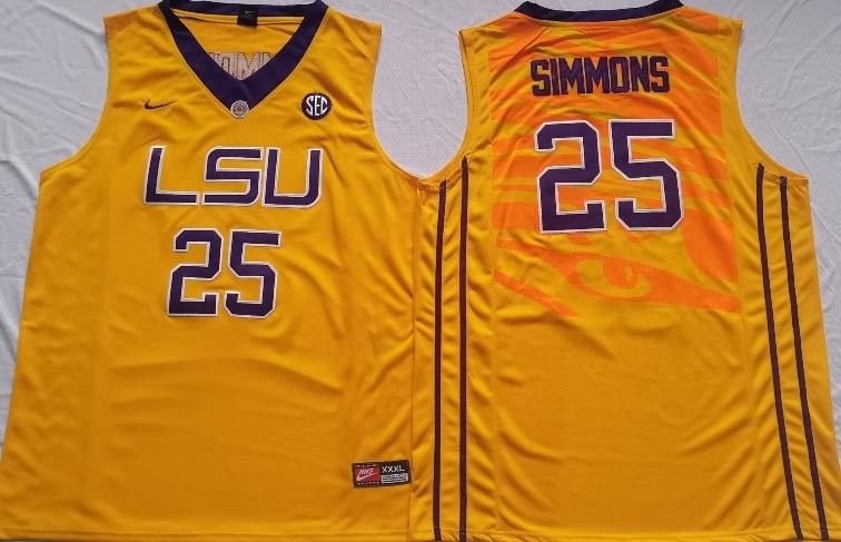 NCAAB LSU Tigers #25 Ben Simmons Yellow New jersey