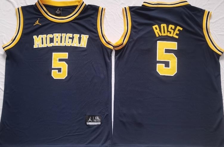 NCAAB Michigan Wolverines #5 Rose Navy New jersey