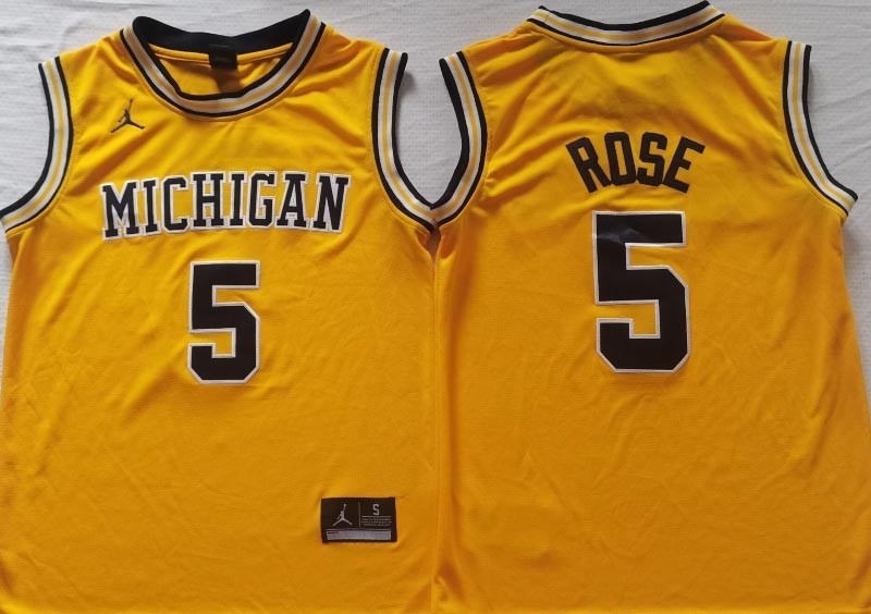 NCAAB Michigan Wolverines #5 Rose Yellow New jersey