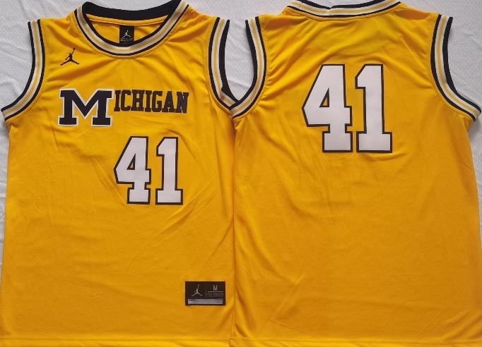 NCAAB Michigan Wolverines #41 Rice Yellow jersey