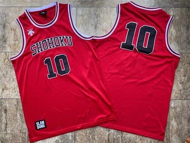 NCAAB Slam Dunk Shohoku High School #10 Hanamichi Sakuragi Red Movie Basketball Jersey