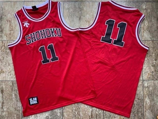 NCAAB Slam Dunk Shohoku High School #11 Kaede Rukawa Red Movie Basketball Jersey